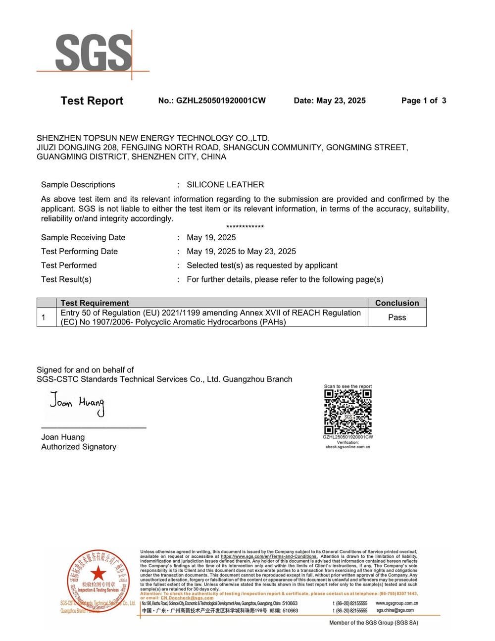 PAHs Certificate