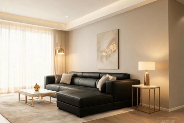 black leather material upholstery featured
