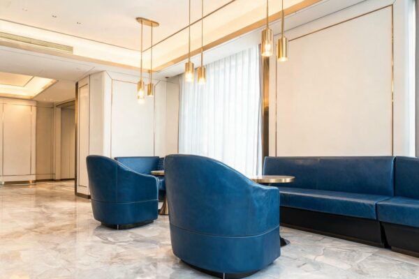 blue faux leather featured