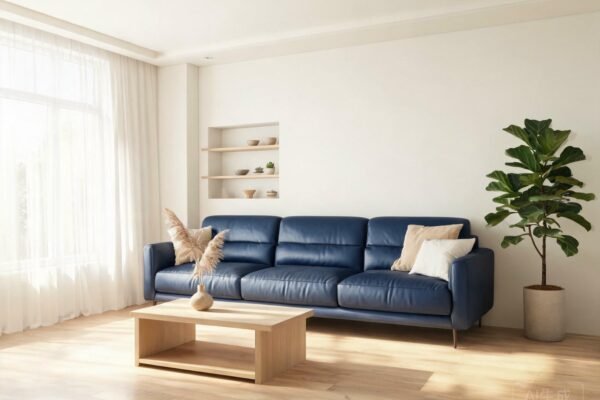 blue leather fabric featured