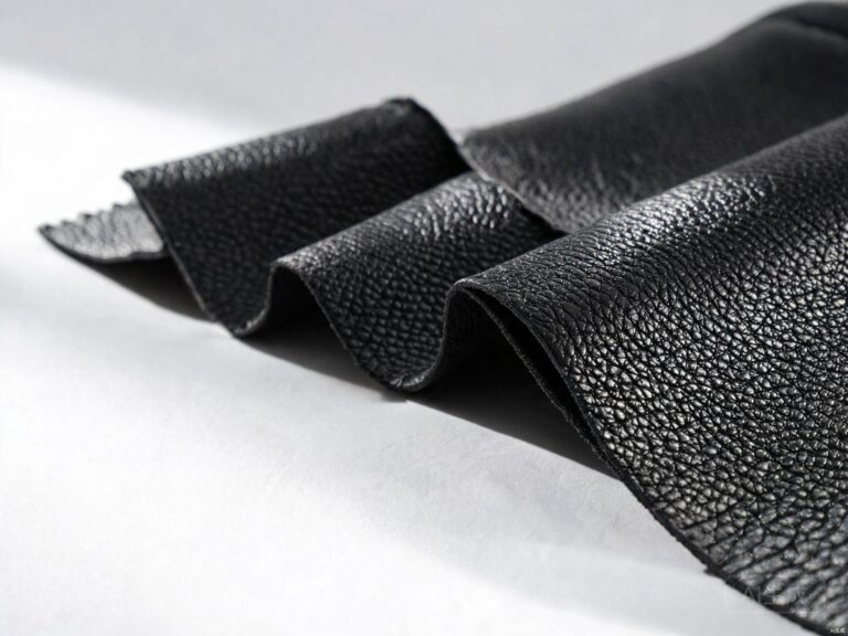 faux black leather material featured