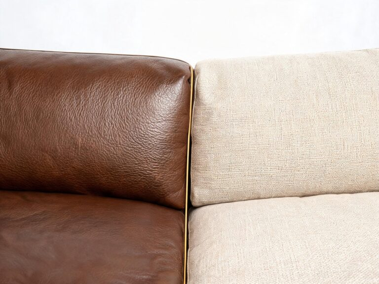 leather and fabric sofa featured