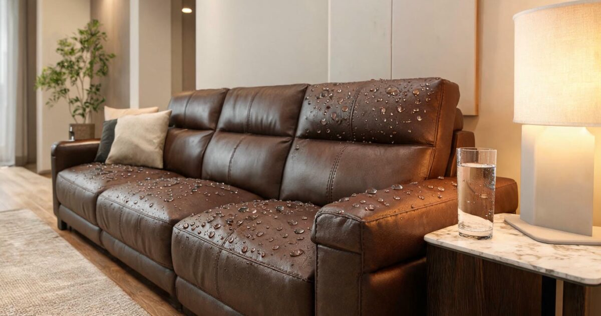 water on leather sofa featured