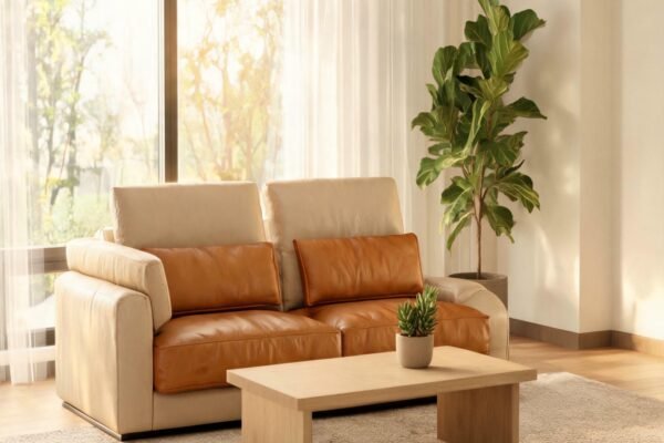 leather fabric couch featured