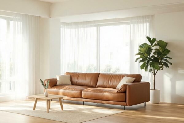 leather material sofa featured