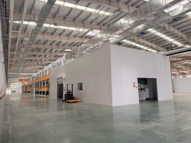 modern factory workshop cleanroom forklift