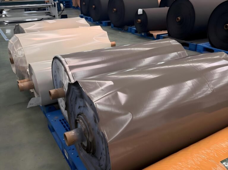 release film rolls blue pallet closeup
