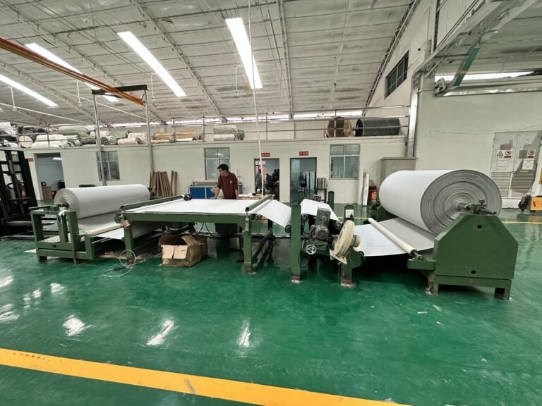 white base fabric unwinding workshop panorama